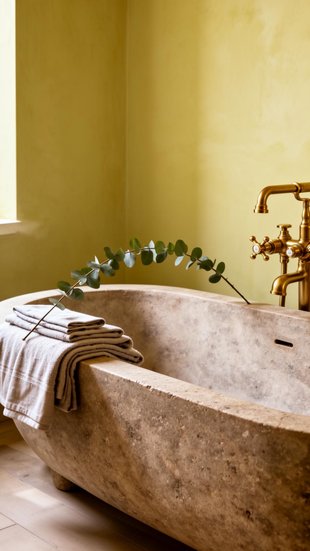 Stone bathtub detail in a luxury suite